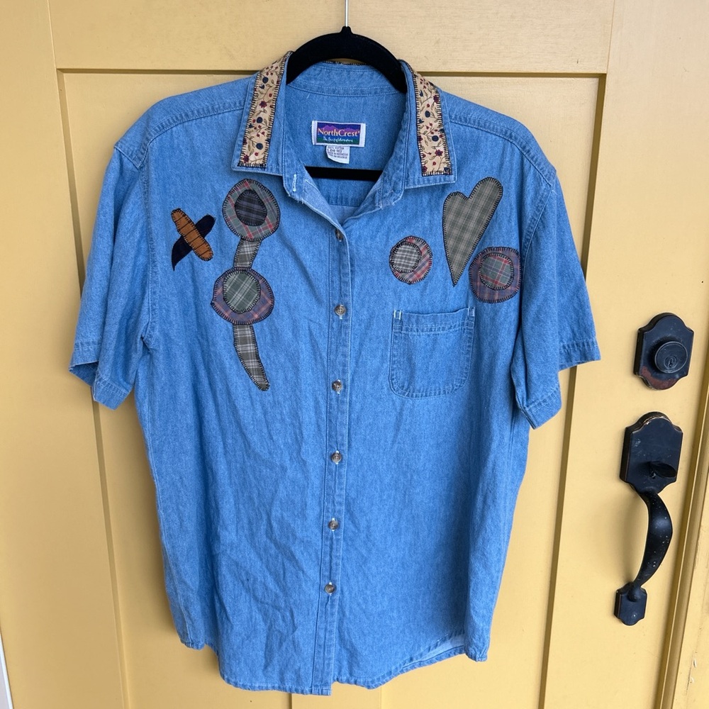 Chambray shirt with patchwork detail